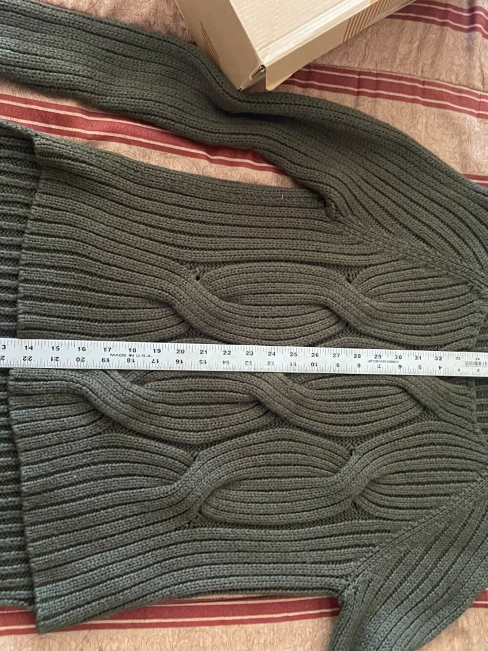 KF/KaufmanFranco Collective Olive Cable Knit Sweater Size Large High Low Wool - Picture 8 of 8